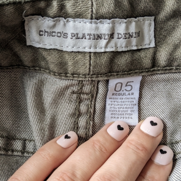 Chico's Platinum Denim Ultimate Fit Barely Flare Jeans Olive Green Size 0.5 - Picture 7 of 7